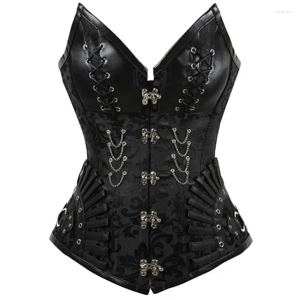 Frauen Shapers Mode Gothic Gericht Stahl Korsett Schwarz Schnürung Metall Schnalle Einstellbar Sexy Personalisierte Kleid Zubehör