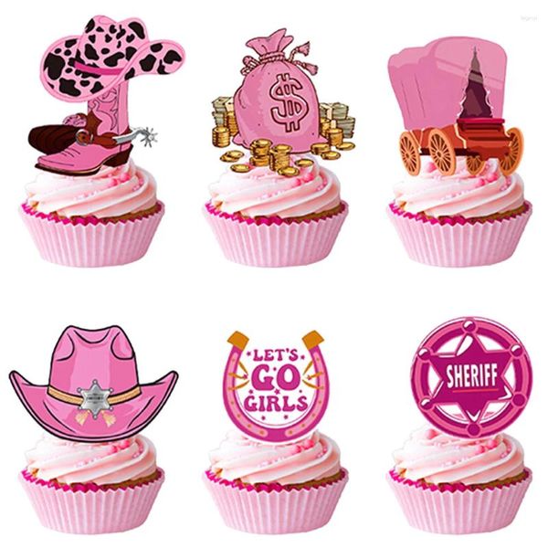 Parti Malzemeleri Cowgirl Şapka ve Boot Cupcake Toppers Kızlar Doğum Günü Pastası Dekorasyon Rodeo Bebek Duş Batı Teması