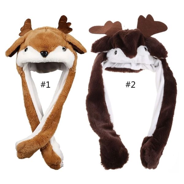 Chapéus Chapéus N80C Chapéu Animal de Pelúcia Inverno Gorro Quente com Long Ear Flaps Cute Elk com Orelhas Movendo Presente de Natal para Adolescentes Meninos Meninas 231120