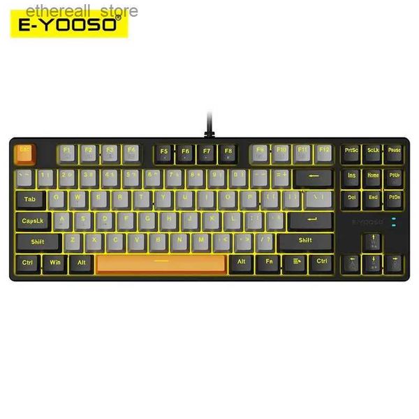 Teclados E-YOOSO Z87 USB Gaming Mecânico Teclado Com Fio Vermelho Azul Interruptor Monocromático LED Backlit 87 Key Gamer para Computador Laptop Q231121