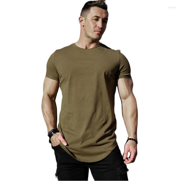 Herren-T-Shirts Herrenhemd Markenkleidung Fitness Herrenmode Schlank Sommer Kurzarm T-Shirt Baumwolle Bodybuilding Muskel T-Shirt