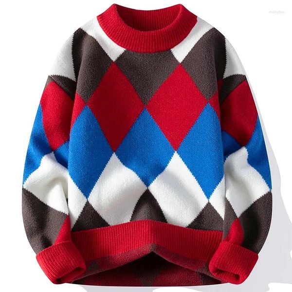 Männer Pullover 2023 Herbst Winter Weiche Warme Marke Stricken Pullover Männer Top Qualität Argyle Wolle Koreanische Mode Hübscher Jumper männlich