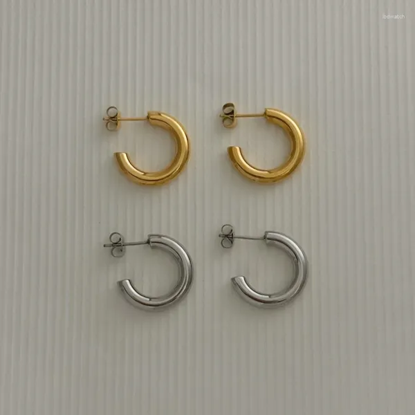 Серьги-кольца ES002 Модные простые стильные кольца C с гладким позолоченным и серебряным покрытием небольшого размера