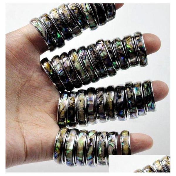 Band Ringe Großhandel 50 Stücke 6 Mm Abalone Shell Edelstahl Modeschmuck Sommer Ring Für Mann Frauen Bk Lose Drop Delivery Dhgarden Dh9Gm