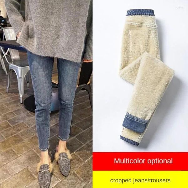 Frauen Hosen Winter Warme Fleece Skinny Jeans Stretchy Denim Für Frauen Schnee Dame Verdicken Hosen Plus Größe Dicken Bleistift