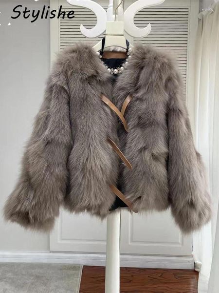 Women's Fur Stylishe Frauen Faux Mantel Herbst Winter Warme Dick Gepolsterte Jacke Weibliche Elegante Party Schnallen Langarm Koreanische Dame Tops