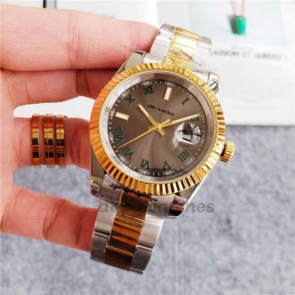 ABB_WATCHES Relógio masculino casal relógios mecânicos automáticos com caixa feminino moderno casual relógio de pulso vestido relógio dourado simplicidade acessórios de relógio de aço inoxidável