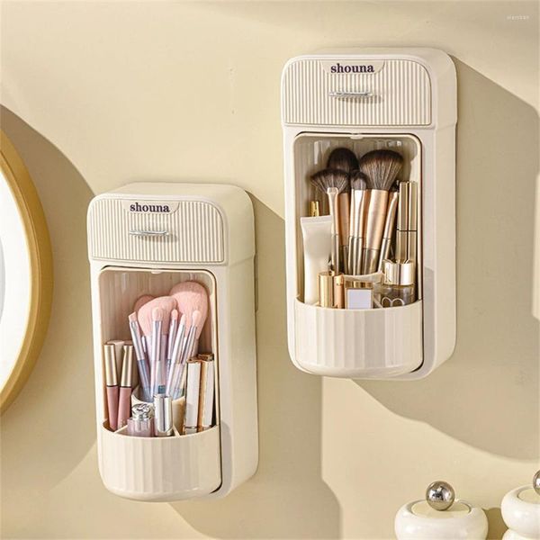 Boîtes de rangement pour brosses cosmétiques, conteneur mural sans poinçon de grande capacité pour stylos élégants à la mode