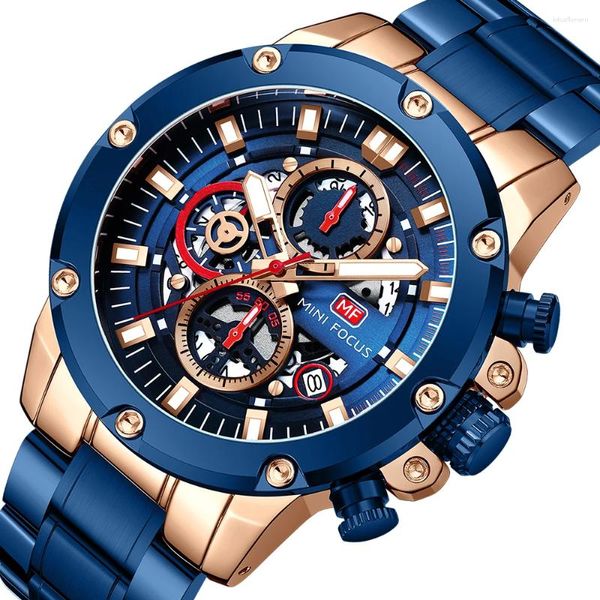 Armbanduhren Top Marke Männer Uhren Sport Mode Quarz Blau Edelstahl Leuchtzeiger Wasserdicht Relogio Masculino