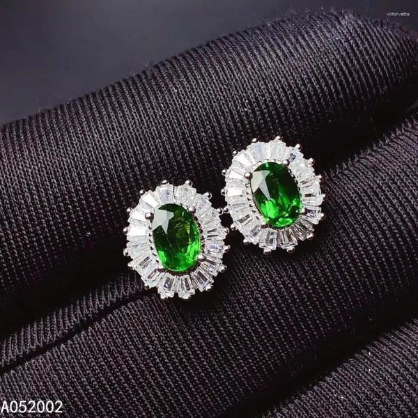 Orecchini a bottone KJJEAXCMY Gioielleria raffinata Diopside naturale Argento sterling 925 Orecchini a bottone con pietre preziose Test di supporto Bellissimo