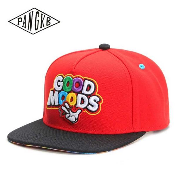 Ball Caps Pangkb Brand Good Moods Cap Red Cotton Hip Hop Snapback Hat для мужчин Женщины для взрослых на открытом воздухе. Баскетбол Слушащий солнце бейсбол J230421