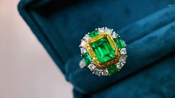 Anelli a grappolo GUILD JY Oro giallo massiccio 18 carati Natura Verde Smeraldo 1,22 ct Per le donne Regali di compleanno Gioielleria raffinata