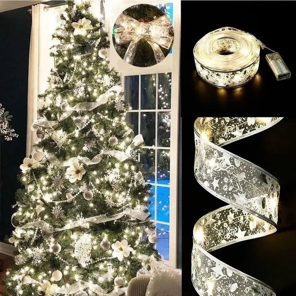 Decorações de Natal Fita de árvore LED Light String Decoração Pendurada Presente Carimbado Duplo 231121