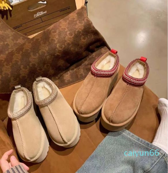 Moda de Natal Chinelos Quentes Slides de Pele Clássico Moda de Natal Quente Mini Bota Plataforma Slip-on Les Petites Camurça Lã Selo Botas de Designer de Inverno