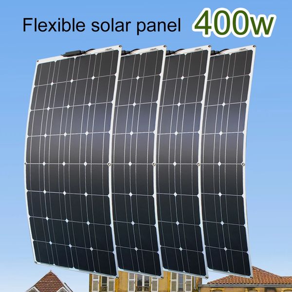 Ladegeräte, Solarmodule, 400 Watt, flexibles, wasserdichtes monokristallines Zellpanel-Set für Camping, Zuhause, Auto, netzunabhängiges 12-Volt-System 231120