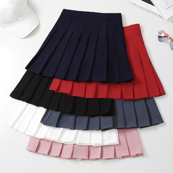 Юбки женская юбка плиссированная корейская стиль летняя женщина 2023 модная одежда розовая эластичная высокая талия короткие белые мини -мини -миниму