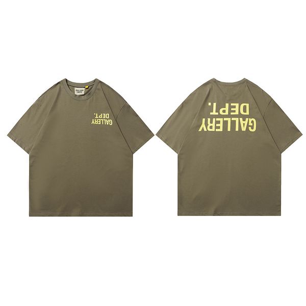 Дизайнерская модная футболка Galleryse depts Классический алфавитный принт свободная Роскошная винтажная мужская повседневная футболка Летняя дышащая хлопковая армейская зеленая футболка черные хлопковые топы