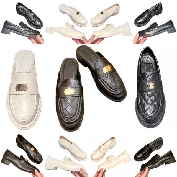 Metades de chinelos 5a bombas de couro Sapatos de grife feminino de luxo