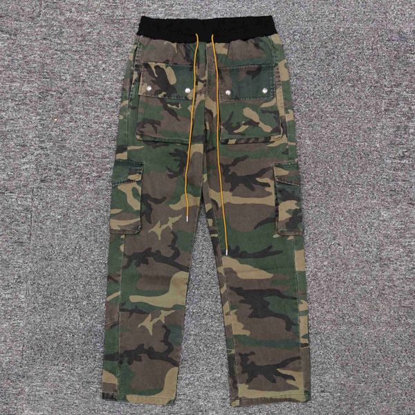 Roupas de grife Casual Pant Rhude Bolsos Classic Rhose Cargo Pans Macacões Calças Streetwear Calças de corrida Calças de moletom ao ar livre Hip hop solto Para venda 23ss