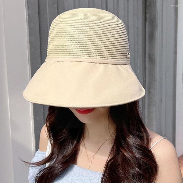 Cappelli a tesa larga Cappello da sole pieghevole Cappellini regolabili per uomo Donna Spiaggia Visiera estiva in paglia Berretto da pescatore all'ingrosso M4N6