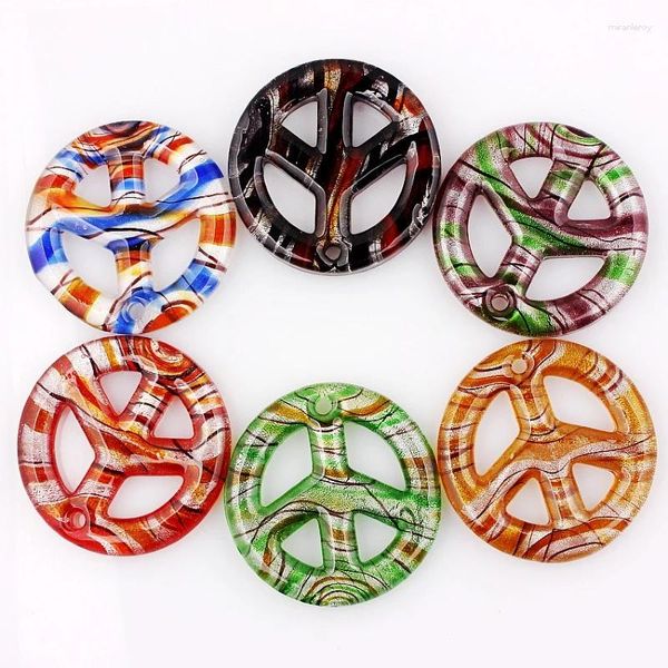 Anhänger Halsketten QianBei Mode Murano Lampwork Glas Frieden Kreuz Großhandel 6 stücke Für Halskette Schmuck Geschenke Frauen