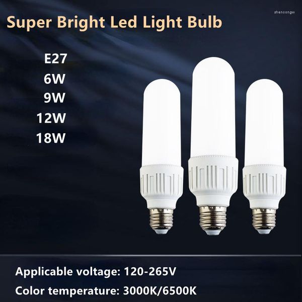 2pcs Цилиндрическая светодиодная лампа E27 6W 9W 12W 18W Lamparas Столовое освещение гостиная Home Luminair яркий