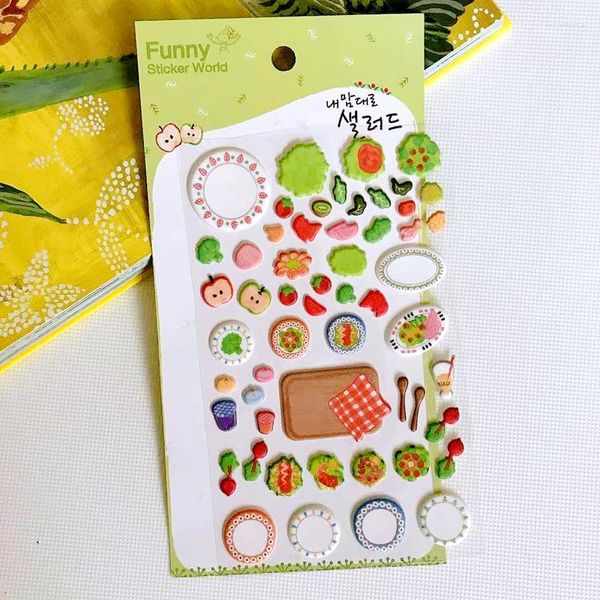 Confezione regalo Schiuma di origine coreana Adesivi 3D Materiale per scrapbooking Verdure carine Forma di frutta Giornale spazzatura Carta del diario Decorazione fai-da-te Artigianato