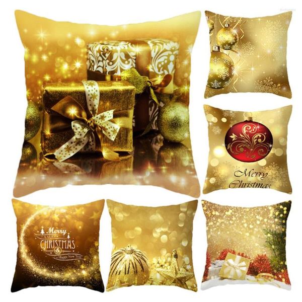 Подушка золото желтая рождественская декоративная подушка творческая наволочка для вечеринки 45 45 см.