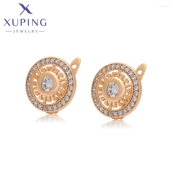 Çember küpeler xuping mücevherler moda gelişi bakır alaşım taş, kadınlar için altın renkli küpe ile takı hediyesi x000032852