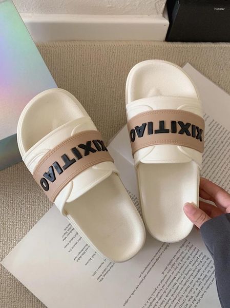 Chinelos Ins Estilo Verão Homens Mulheres Indoor Eva Alta Soft Bottom Sandálias Open Toe Trend Slides Light Beach Shoes Home