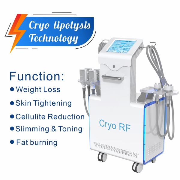 Cryolipolysis Combined Radio Frequency Cryo RF Fat Freezing Pad Cryoradiofrequency Kryotherapie Schlankheitsmaschine Heiß und kalt arbeiten zusammen am selben Griff