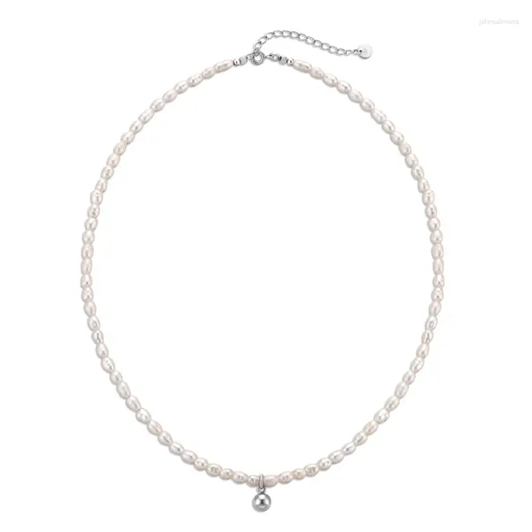 Correntes Natural Barroco Pérola Colar Mulheres S925 Sterling Silver Ball Charme Colar Colar Feminino Luxo Jóias Design Menina