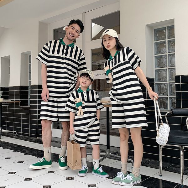 Passende Familienoutfits Passende Familienoutfits für Mama und Papa und Tochter Passende Kleidung Gleiches Mutter-Sohn-Hemd Kurzes Set Kinder Sommerkleidung 230421