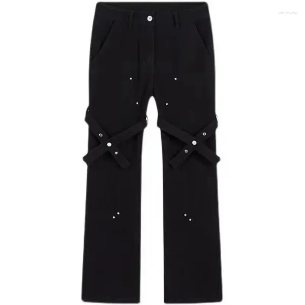 Damenjeans 2023 vielseitige Mode europäisch-amerikanischer High-Street-Stil Kinder China-Chic-Design schwarze Micro-Horn-gerade Hose