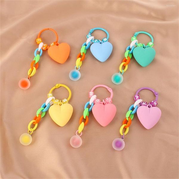 Portachiavi graziosi tinalchi di tinomentazione a cuore glassati 6 colori Candy Resin Key Anelli per le donne Sweet Girls Wallet Earphone Box Box Pendente per bambini