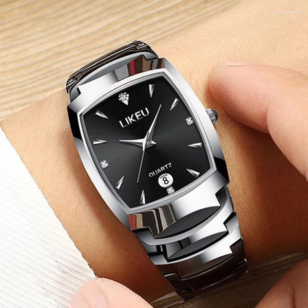 Armbanduhren 2024 Business Männer Armbanduhren Top Wasserdichte Silber Uhr Für Quadrat Zifferblatt Edelstahl Relogio Masculino