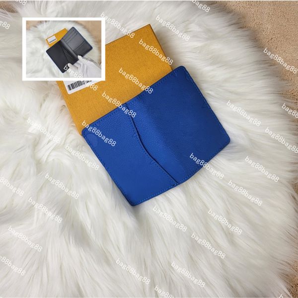 Yepyeni ünlü tasarımcı gerçek deri erkek kadınlar cüzdan kısa cüzdan kart tutucu çantalar m63144 elmas koyu mavi
