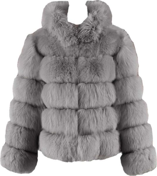 Giacca invernale da donna cappotto di lusso in pelliccia di volpe sintetica cappotto slim a maniche lunghe con colletto in pelliccia sintetica 3GACQ