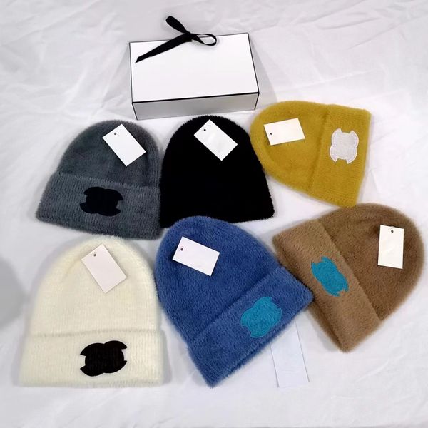 Klassische warme Mütze, Beanie, Designer-Mütze, taillierte Mützen, Wintermütze, Weihnachtsmützen, Eimermütze, Strickmütze, Frühlings-Totenkopfkappen, doppelseitige Mütze aus Kaninchenwollimitat