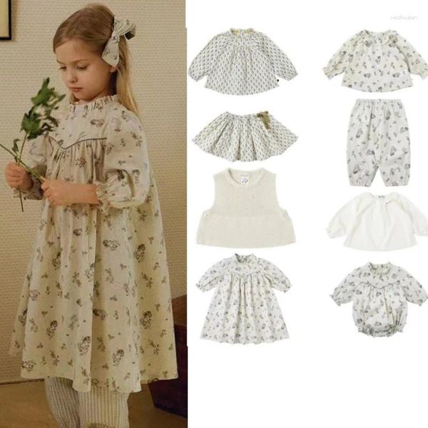 Giyim Setleri Çocuk Giysileri Bene Brand 2023 Yaz Bebek Kızlar Elbise Sevimli Gömlekler Etek Moda Çiçek Uzun Kollu Üstler Çocuk Takım Giyim