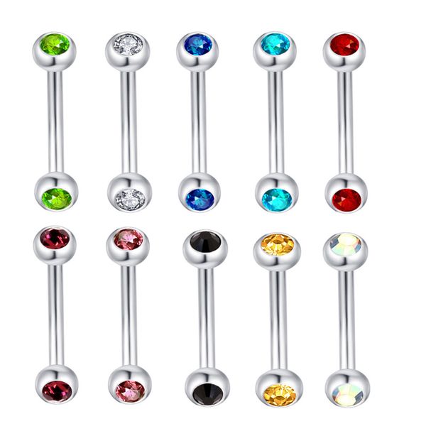 10 pezzi di cristallo piercing al sopracciglio bilanciere curvo anello di banana in acciaio inossidabile labbro aderente Daith Helix orecchini gioielli cartilagine 16G