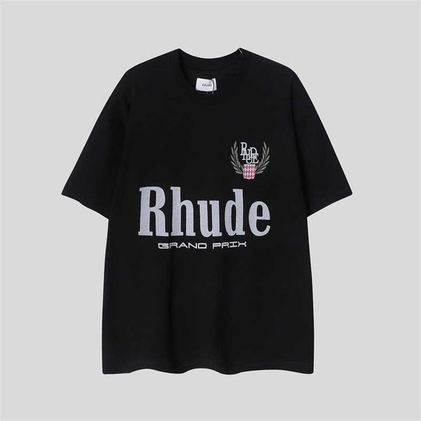 Designer Mode Kleidung T-Shirts T-Shirts Marke Rhude Wheat Ear Letter Printing T-Shirt Männer Frauen Halbarm Kurzarm Rundhalsausschnitt Reine Baumwolle Tops Streetwear