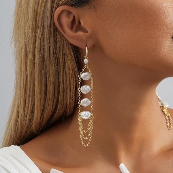 Baumeln Ohrringe Kreative Unregelmäßige Imitation Perle Tropfen Für Frauen Modische Und Trendy frauen Quaste Schmuck Großhandel