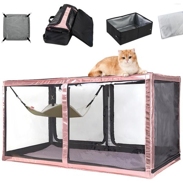 Cat Carriers Show Cage Competition Transparenter 3D-Display Shelter mit faltbarer Hängematten-Katzentoilette für die Ausstellung