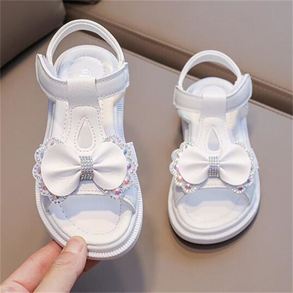 Sandálias de garotas clássicas verão bowknot infantil sandal sandal solteira de sapato de sapato