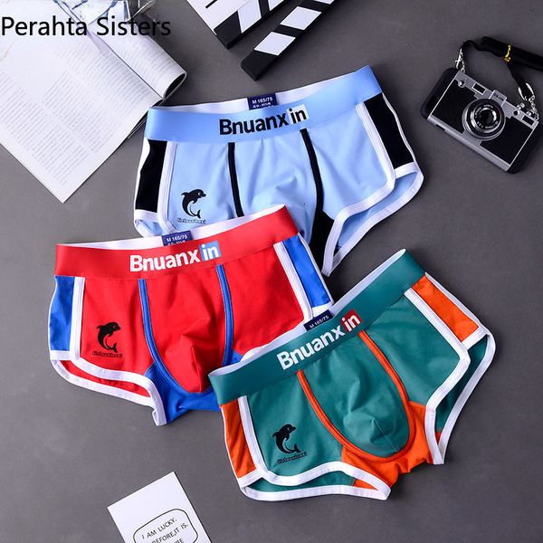 Underpants 3pcslot mascas mutandine biancheria intima di cotone boxer slivini maschili di delfini boxhorts tendenze giovanili personalità giovanile homme 230420