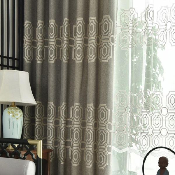 Cortinas de cortina para sala de jantar quarto quarto moderno atmosfera chinesa linho de algodão de estilo chinês decoração de janela versátil simples