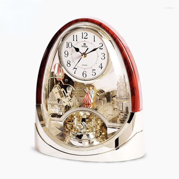 Tischuhren Uhr Tischuhr Vintage Kunststoff Swing Musik Nachttisch Desktop Art Quarz Flip Luxus Büro Home Decor