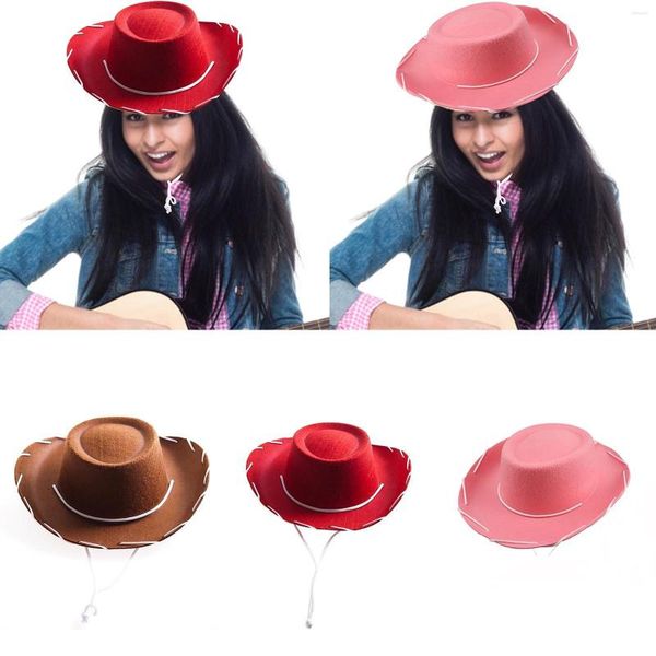 Cappelli larghi brim cool western felce brown cowboy cappello regolabile per festival di gioco di ruolo di Halloween costumi a tema Women Jazz Hombre