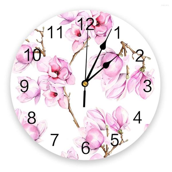 Настенные часы розовые цветы орхидея ветви часы спальня тихий цифровой декор гостиной современный дизайн